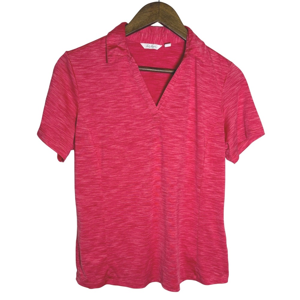 Lady Hagen Womens Red Space Dye Short Sleeve Golf Polo Shirt Size Medium
